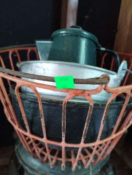LOT Vintage Metal Can Baskets Kettle