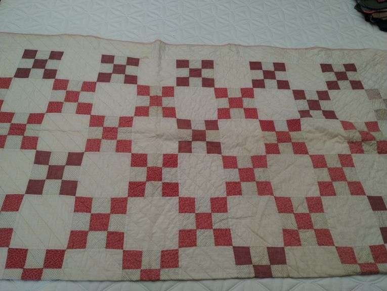 Irish Chain Quilt Hand Stitched Antique