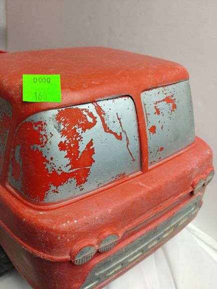 Vintage IDEAL Red Truck Toy Hauler Plastic