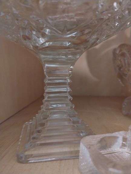 LOT Clear Glass Pedestals Salt Cellars Decanter