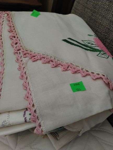 Lot Antique Embroidery Crochet Table Scarves Doilies