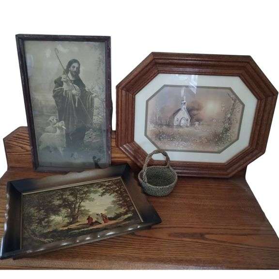 LOT Vintage Pictures Religious Country Church Jesus Wall Decor