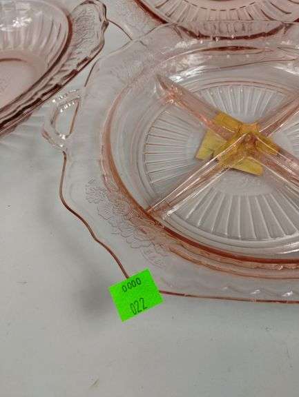 Antique Pink Depression Era Dish Set of 3 + plate