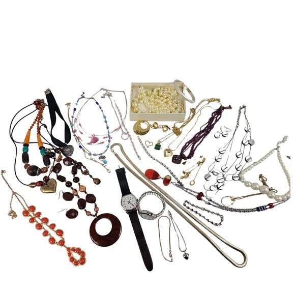 Misc Costume Jewelry LOT Necklaces Watches Bracelets