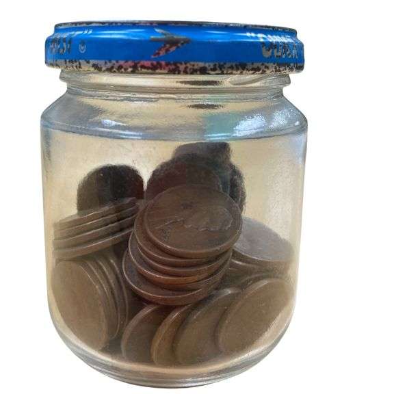1/2 Jar of Solid Copper Pennies
