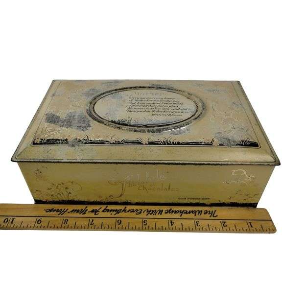 Antique Artstyle Chocolates Tin Mother Poem Plaque Lid with Stand