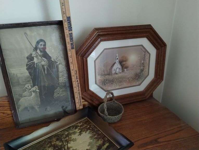 LOT Vintage Pictures Religious Country Church Jesus Wall Decor