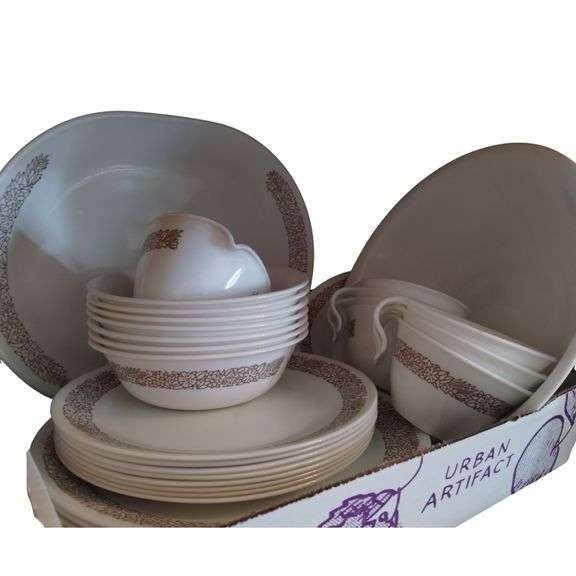 Set Corelle Woodland Pattern Dishes Vintage