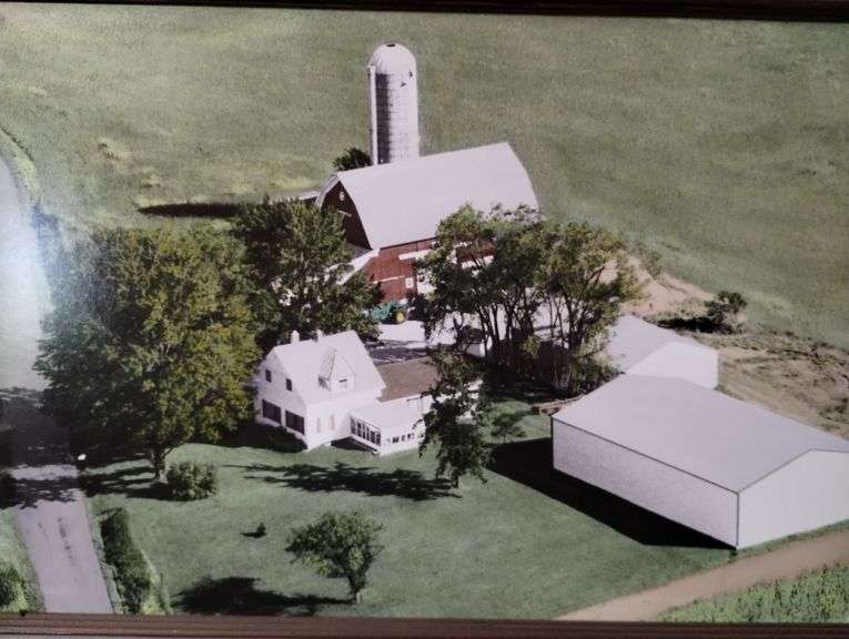 Framed Photo Aerial View Farm House Land Whonsetler Property