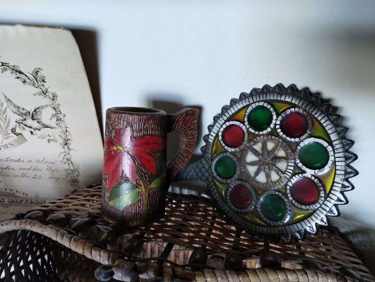 Antique Doll Wooden Blocks Basket Certificate
