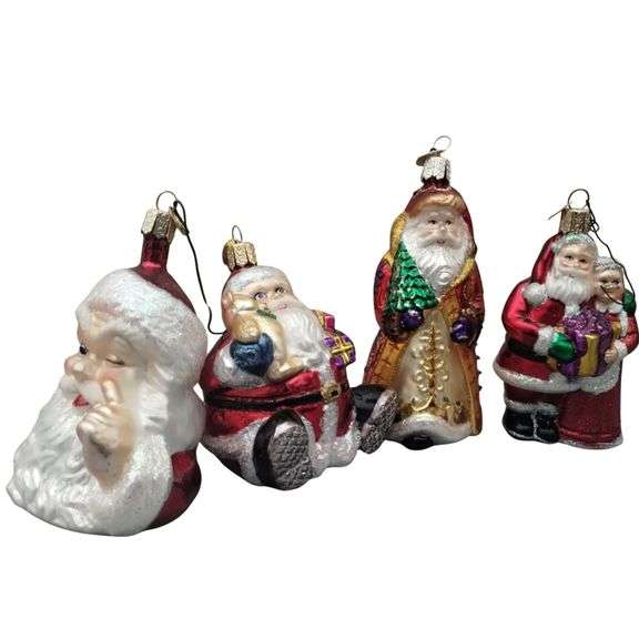 Old World Christmas Hand Blown Painted Santa Tree Ornaments OWC