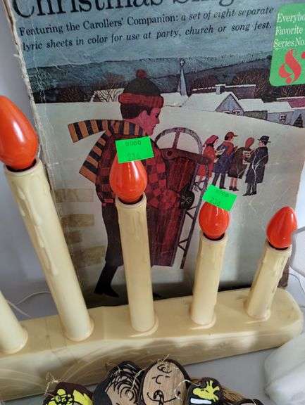 Vintage Christmas Decor Candalabra Snowman Peanuts Snoopy Ornaments
