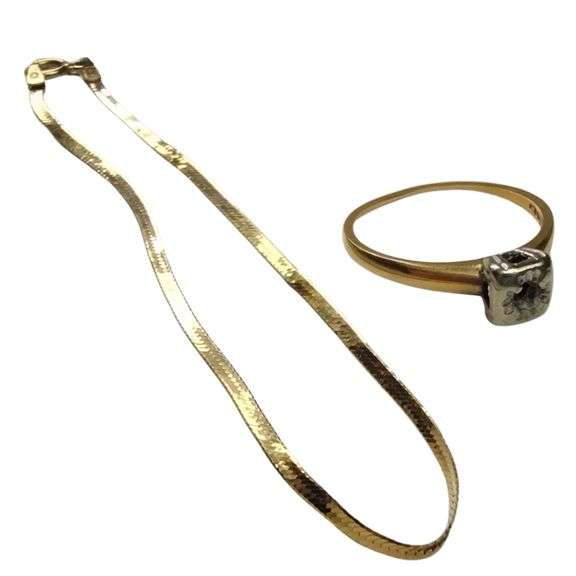 14KT Gold Jewelry LOT Bracelet & Ring No Stone 2.6g