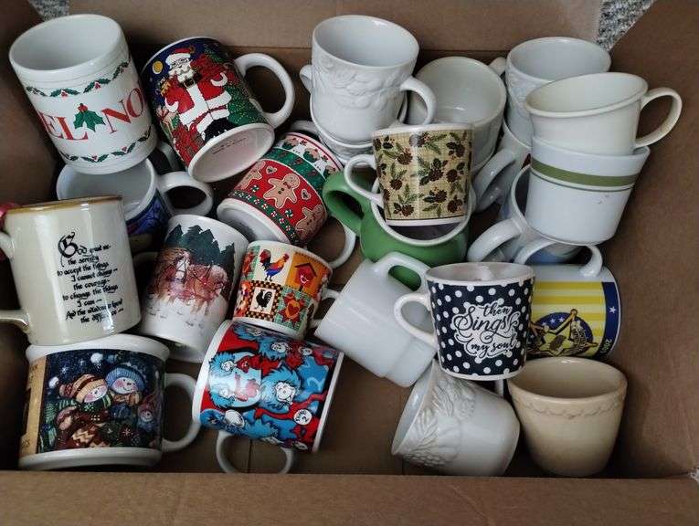 LOT Vintage Coffee Mugs Christmas Rooster Serenity Prayer