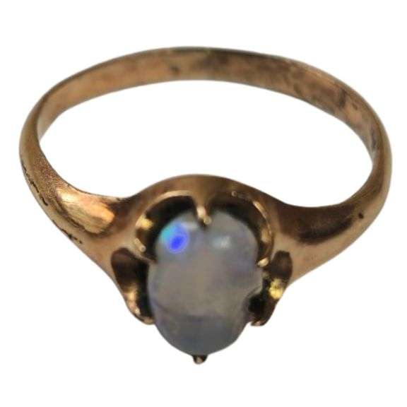 Vintage Jewelry Opal Solitaire Ring Tested 14KT Gold 1.4g ~Sz 6