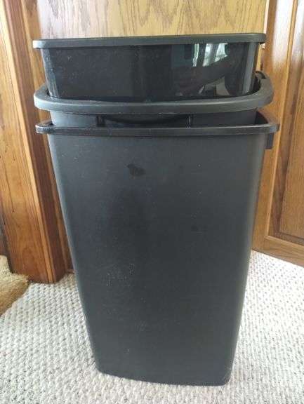 3 Black Trash Cans Plastic