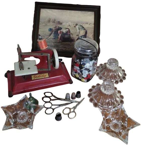 Pickers Lot Vintage Antique Sewing 1 Sterling Thimble Boopie Candlesticks