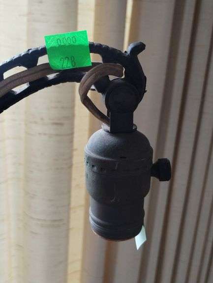 Antique 1930s Cast Iron Seahorse Bridge Lamp Art Deco Floor Lamp
