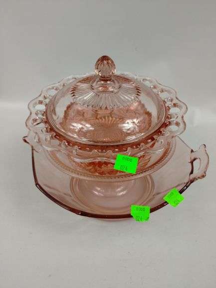 Antique Depression Era Pink Glassware 4 Pc Lot