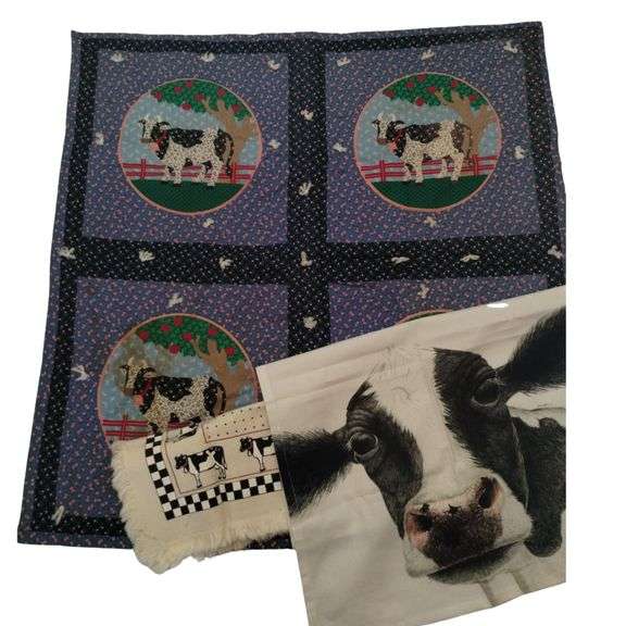 Milk Cow Holstein Quilted Wall Decor Placemat Towel Lot
