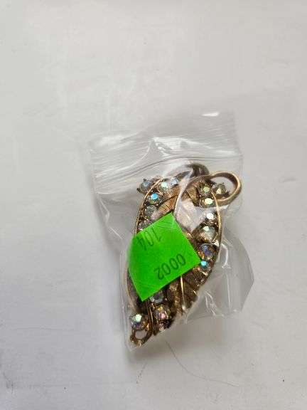 Vintage Costume Jewelry Aurora Borealis Brooch Earrings