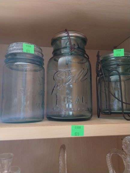 LOT 3 Antique Blue Ball Jars
