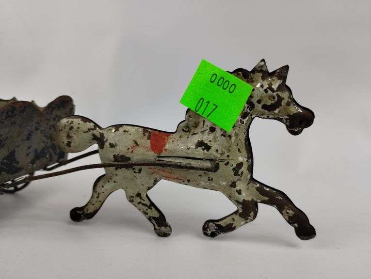 Antique Tin Horse & Wagon Toy Gibbs George Brown 1870-1920s