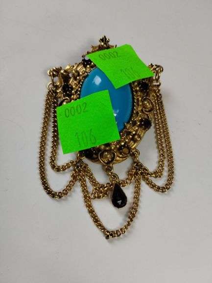 Vintage Costume Jewelry Florenza Brooch Pin Dangle *Miss Stone