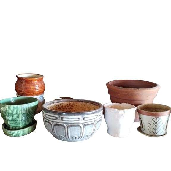 LOT Ceramic Terracotta Planters Vintage New Mixed