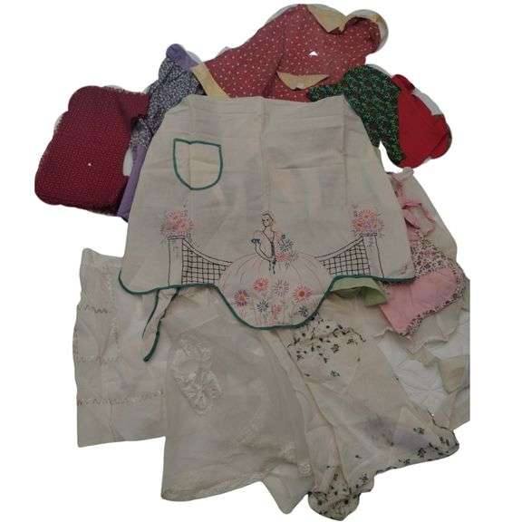 Lot Vintage Aprons Printed Sheer Lacy