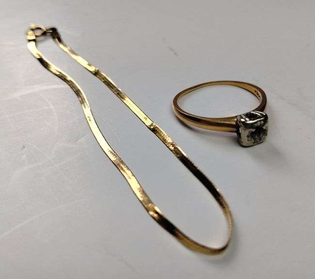 14KT Gold Jewelry LOT Bracelet & Ring No Stone 2.6g