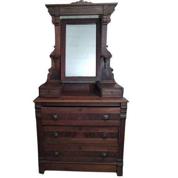 Antique Eastlake Dresser Solid Wood Original Hardware