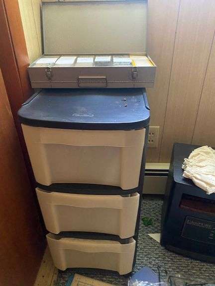 LOT Space Heater Vintage Slides Craft Mats &  Storage Drawers