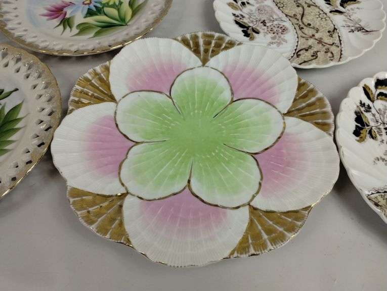 LOT 6 Antique Plates Floral Japan