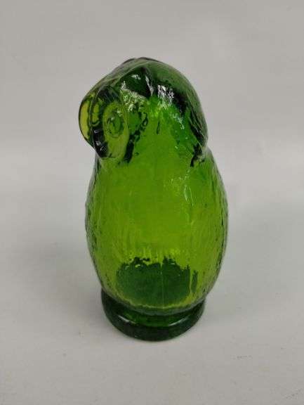 Vintage Pilgrim Glass Green Owl 4.5" Tall