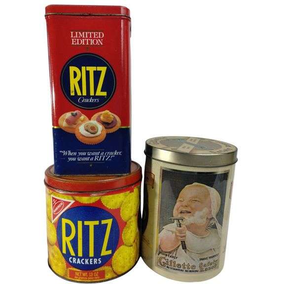 Vintage Tins RITZ Crackers Gillette Safety Razor