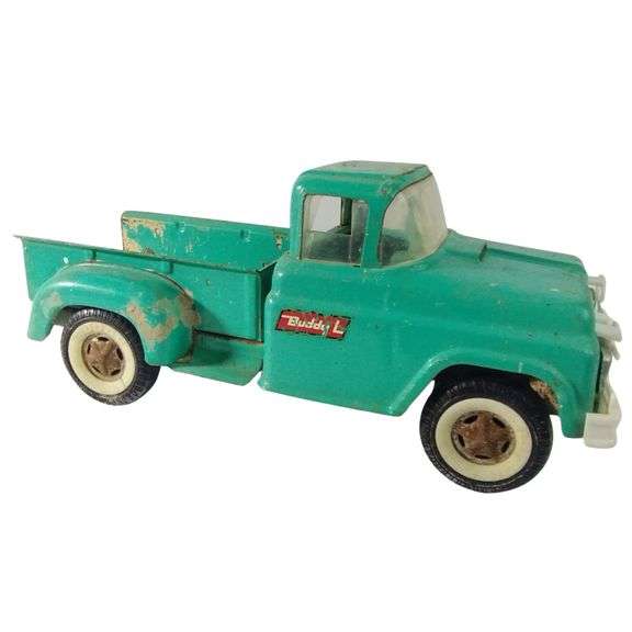 Vintage Pressed Steel Toy Truck Buddy L Aqua Pickup