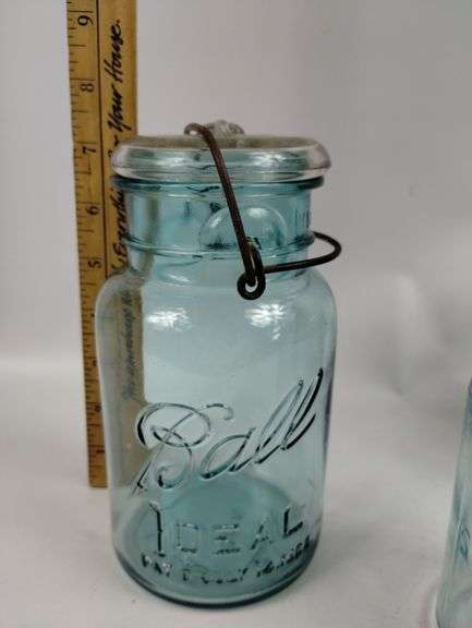 LOT 3 Antique Blue Ball Jars