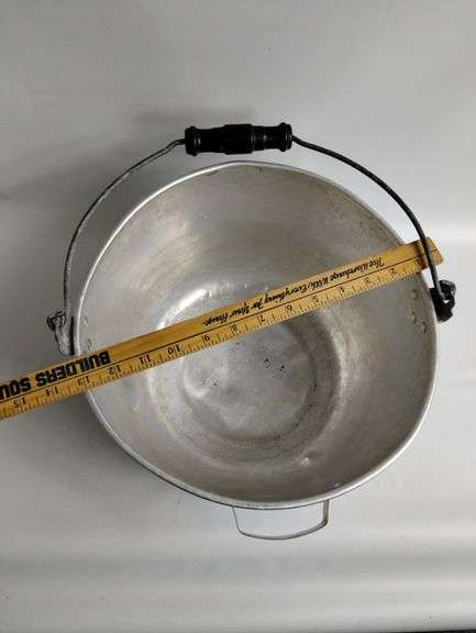 Vintage Large Century Aluminum Ware Pot No Lid Wood handle Blk #2