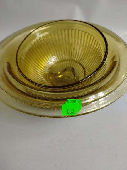 LOT Vintage Glass Yellow Mixing Bowls