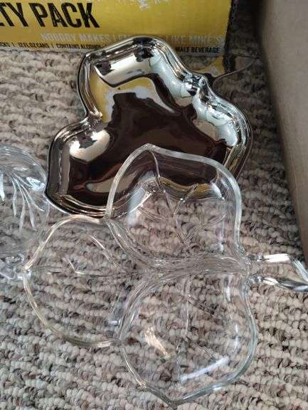 Pickers LOT: Vintage Glass Milk MCM Silver Cake Plate