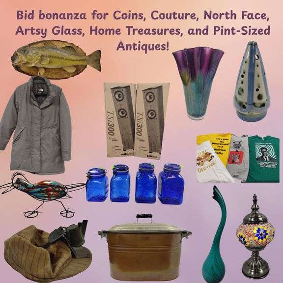 Coins Clothing North Face Art Glass Household Antiques Smalls