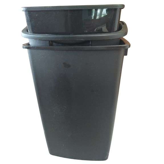3 Black Trash Cans Plastic