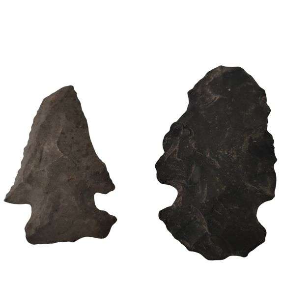 2 Primitive Notched Arrow Heads Indiana Native American