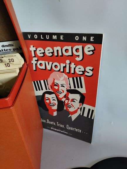 Vintage Record Lot 45s + Orange Case