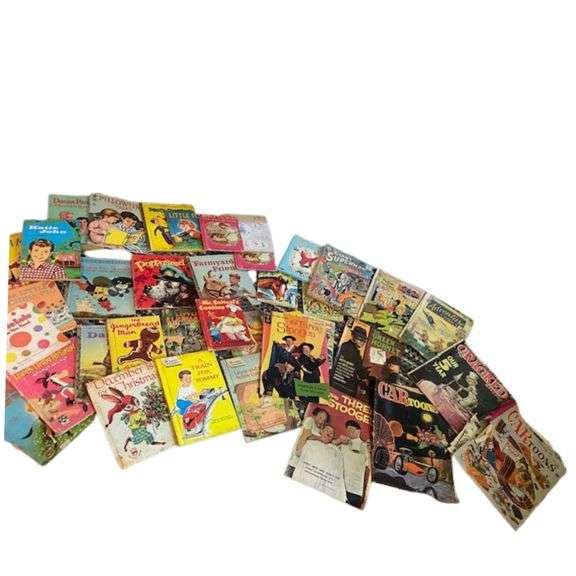 LOT Vintage Children's Little Golden Books Three Stooges Comics+
