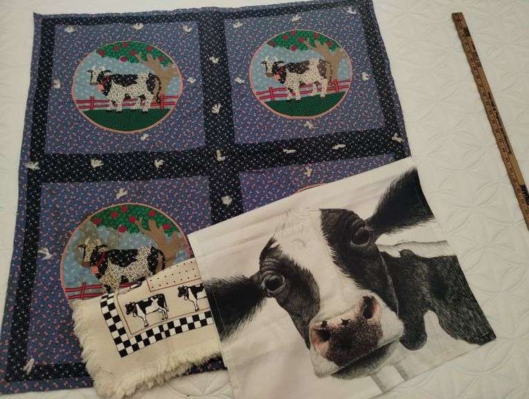 Milk Cow Holstein Quilted Wall Decor Placemat Towel Lot