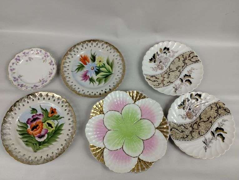 LOT 6 Antique Plates Floral Japan