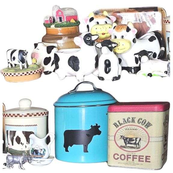 Pickers Lot Home Decor Cows Tins Ceramic Figures