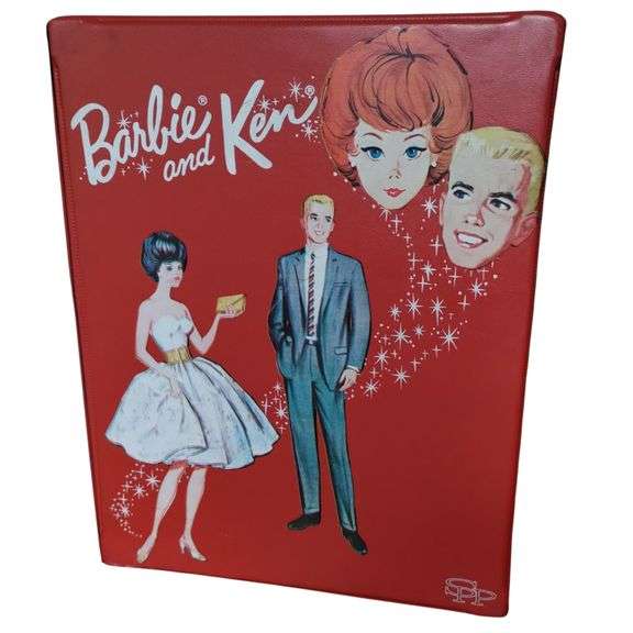 Vintage SPP Barbie Ken Doll Trunk Case Drawers Strap Red